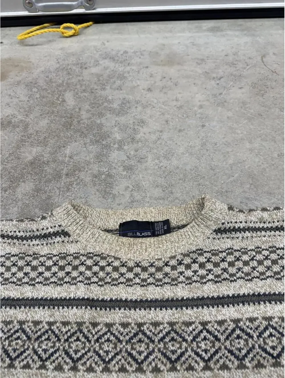 vintage bill blass made in usa beige and grey striped knit sweater size xl
